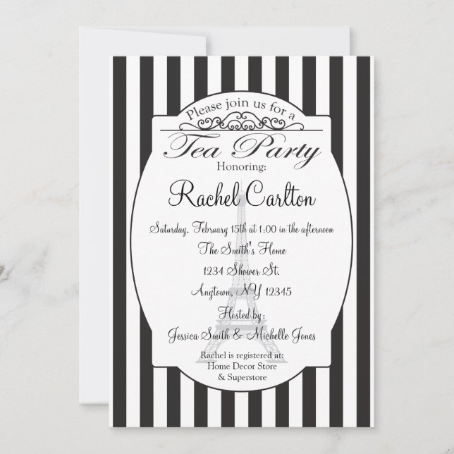 Invitación a una fiesta de té de novia en París ne (Anverso)
