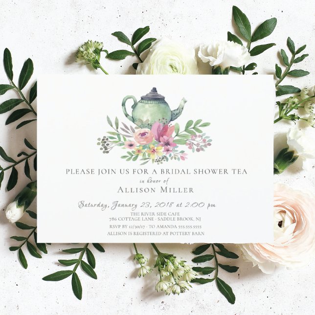 Invitación a una fiesta de té de novia floral acuá (Subido por el creador)