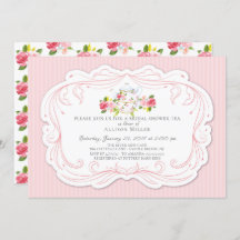 Invitación a una fiesta de té de novia Rosa de la 