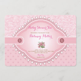 Invitación a una fiesta de té de Rosa de época Bab