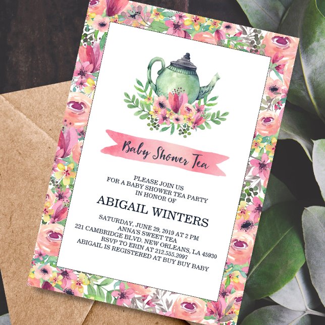 Invitación a una fiesta de té en Baby Shower con f (Subido por el creador)