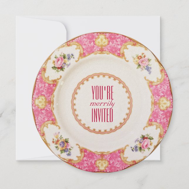 Invitación a una fiesta de té en inglés de vacacio (Anverso)