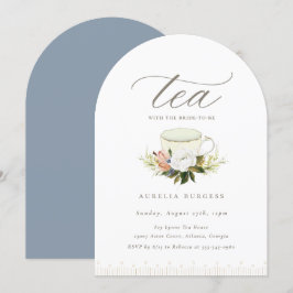 Invitación a una fiesta de té floral de teacup vin