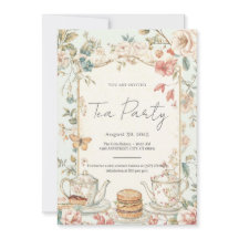Invitación a una fiesta de té floral vintage