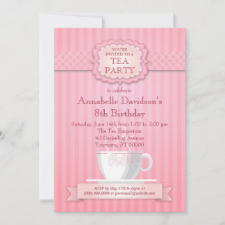 Invitación a una fiesta de té rosado