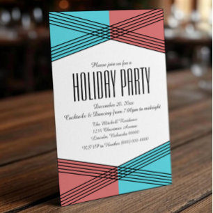 Invitación a una fiesta de vacaciones en tonos roj