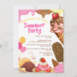 Invitación a una fiesta de verano con helados de s