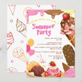 Invitación a una fiesta de verano con helados de s