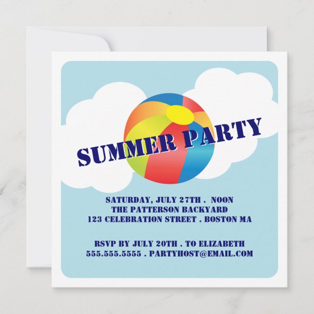 Invitación a una fiesta de verano Fiesta en la pla (Anverso)