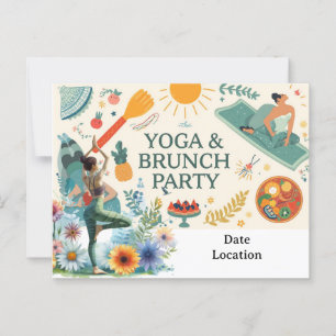 invitación a una fiesta de yoga y brunch