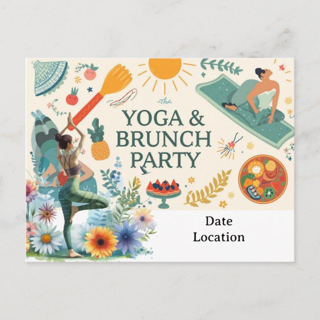 invitación a una fiesta de yoga y brunch (Anverso)