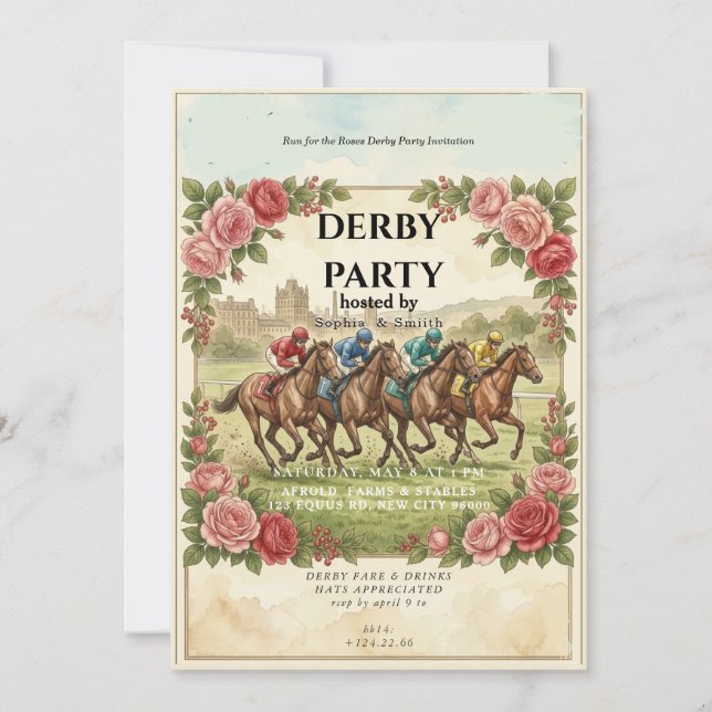 Invitación a una Fiesta del Derby de Kentucky Vint (Anverso)