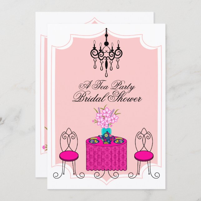 Invitación a una fiesta del té caprichosa (Anverso / Reverso)