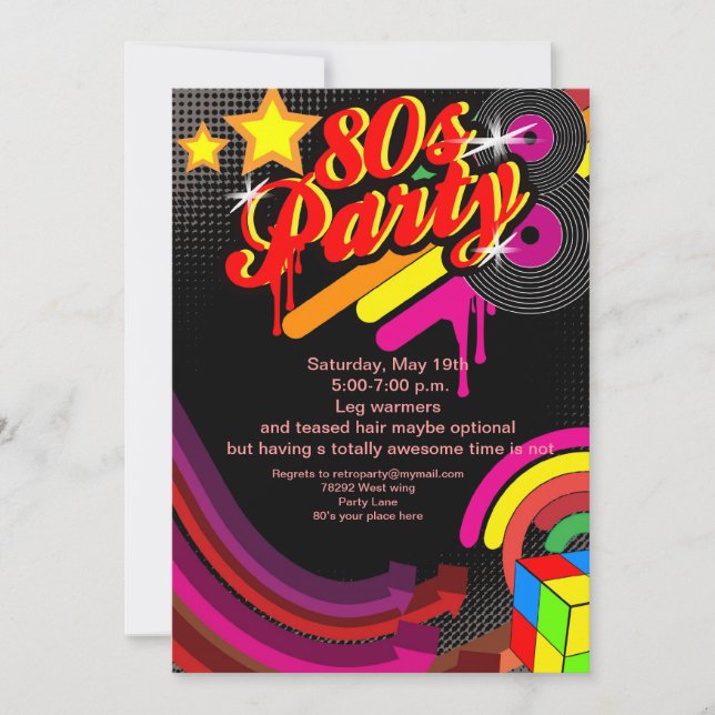 Invitación a una fiesta disco bling de los años 80 (Anverso)
