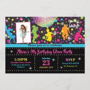 Invitación a una fiesta disco Chica Dance Birthday