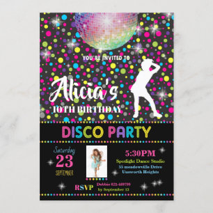 Invitación a una fiesta disco Chica Dance cumpleañ