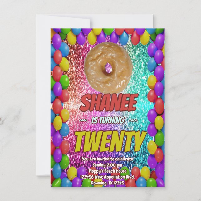 Invitación a una Fiesta Divertida de Postres para  (Anverso)