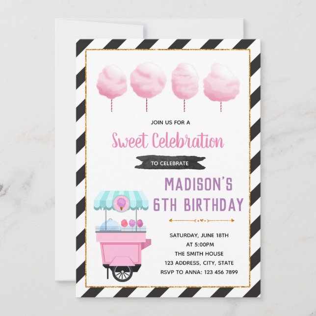 Invitación a una fiesta dulce de golosinas (Anverso)