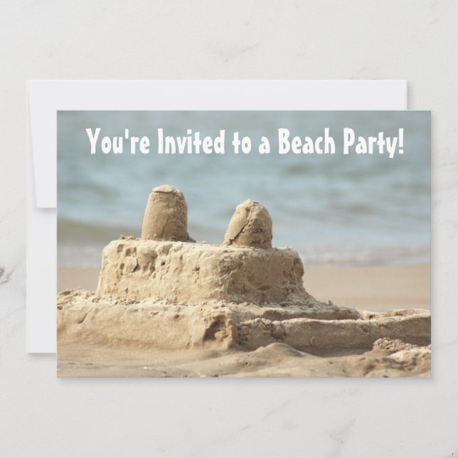 Invitación a una fiesta en la playa de Sandcastle (Anverso)
