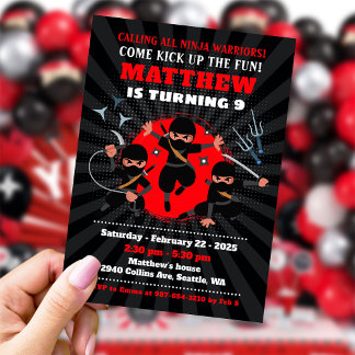 Invitación a una fiesta en Ninja, cumpleaños de Ni
