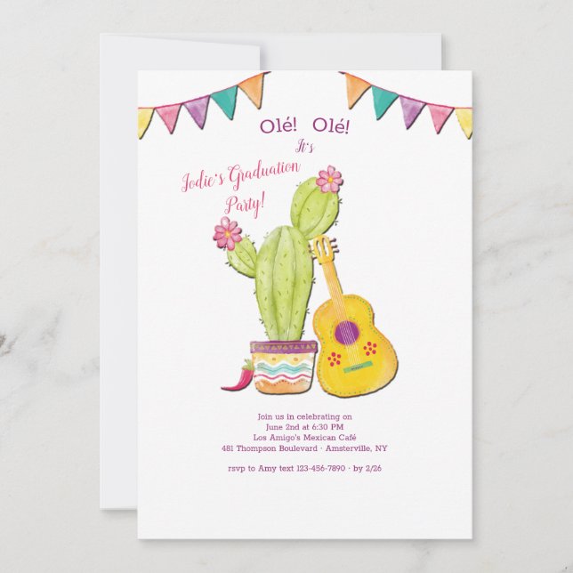Invitación a una fiesta mexicana de graduación de  (Anverso)
