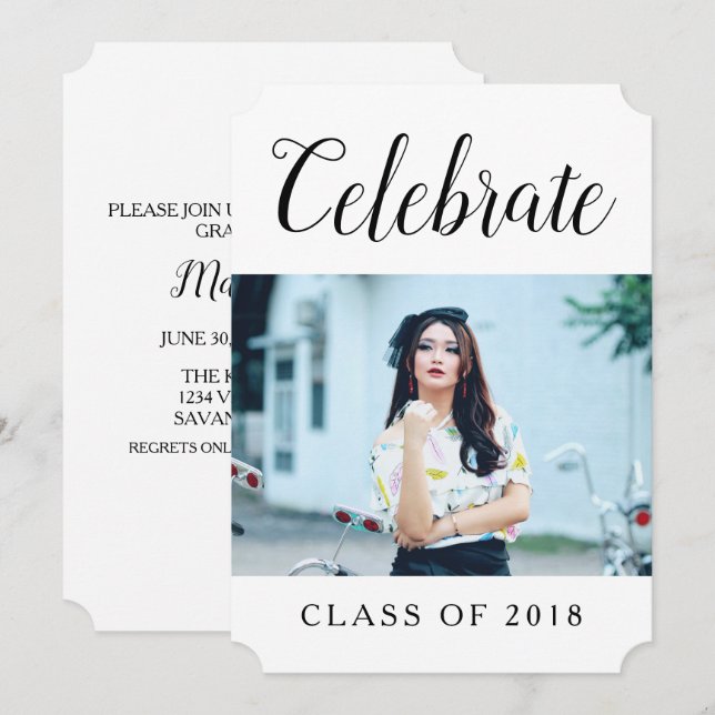 Invitación a una fiesta moderna de graduación de f (Anverso / Reverso)