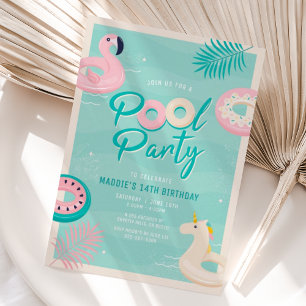 Invitación a una Fiesta Moderna de Piscina de Vera