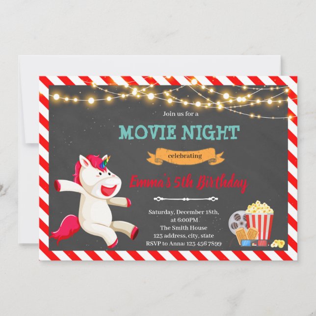 Invitación a una fiesta nocturna de cine de Unicor (Anverso)