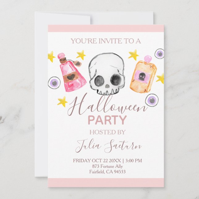 Invitación a una fiesta para niños de Halloween ro (Anverso)