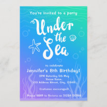 Invitación a una fiesta para niños de sirena bajo