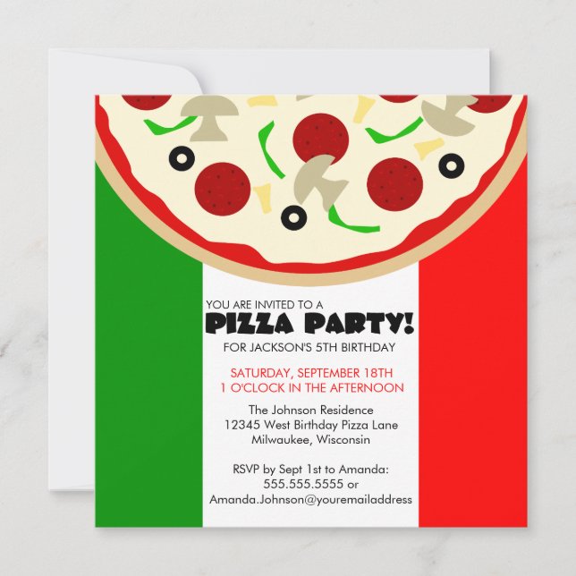 Invitación a una fiesta pizza italiana (Anverso)