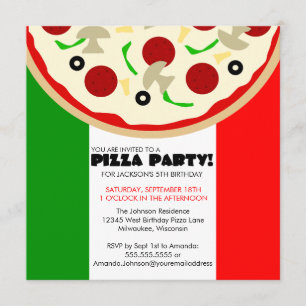 Invitación a una fiesta pizza italiana