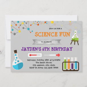 invitación a una fiesta temática de ciencia linda