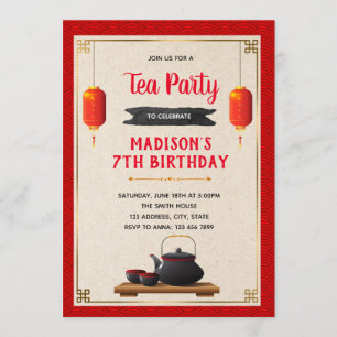 Invitación a una fiesta temática del té chino