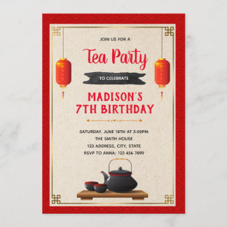 Invitación a una fiesta temática del té chino