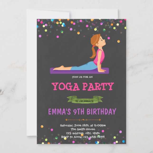 Invitación a una fiesta temática del yoga (Anverso)