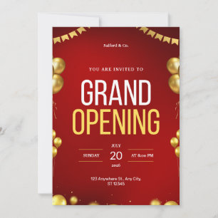 Invitación a una gran apertura de estilo rojo y do