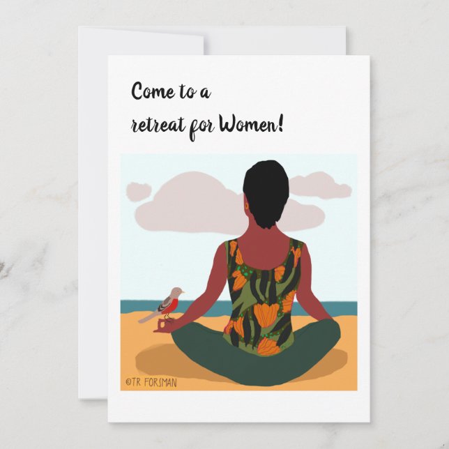 Invitación a una mujer posmujer de yoga (Anverso)