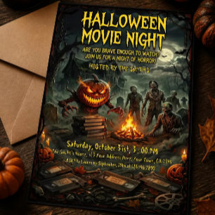 Invitación a una noche de película de Halloween de
