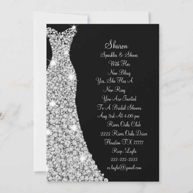 Invitación a una novia con vestidos de Boda (Anverso)