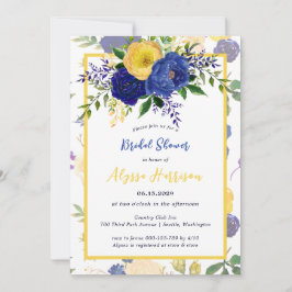 Invitación a una novia floral de oro amarillento d
