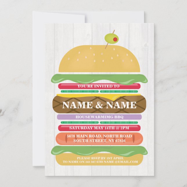 Invitación a una nueva casa para quemar barbacoa e (Anverso)