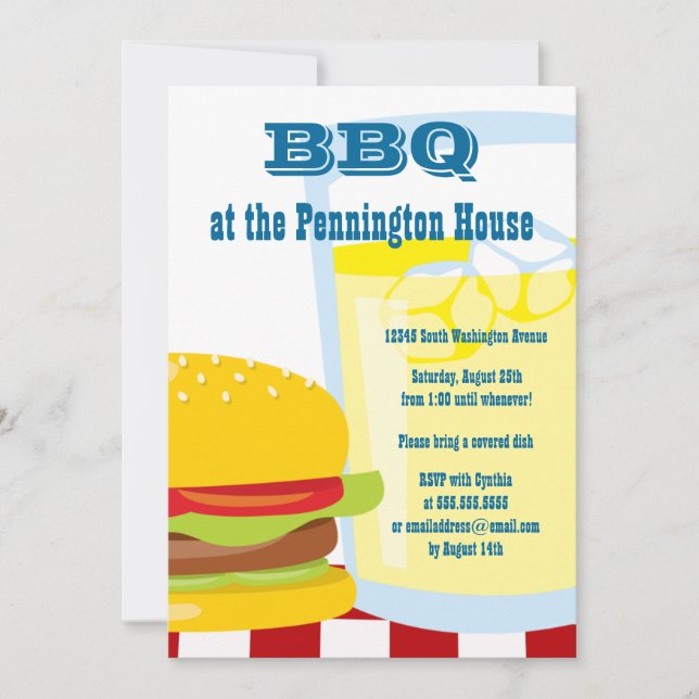 Invitación a una parrilla de verano divertida BBQ  (Anverso)