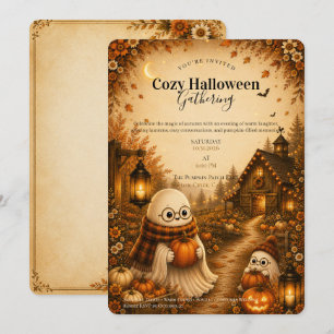 Invitación a una Reunión Acogedora de Halloween