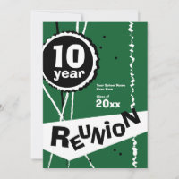 Invitación a una reunión de clase verde de 10 años