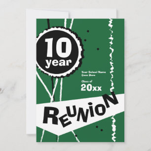 Invitación a una reunión de clase verde de 10 años