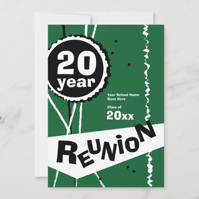 Invitación a una reunión de clase verde de 20 años (Anverso)