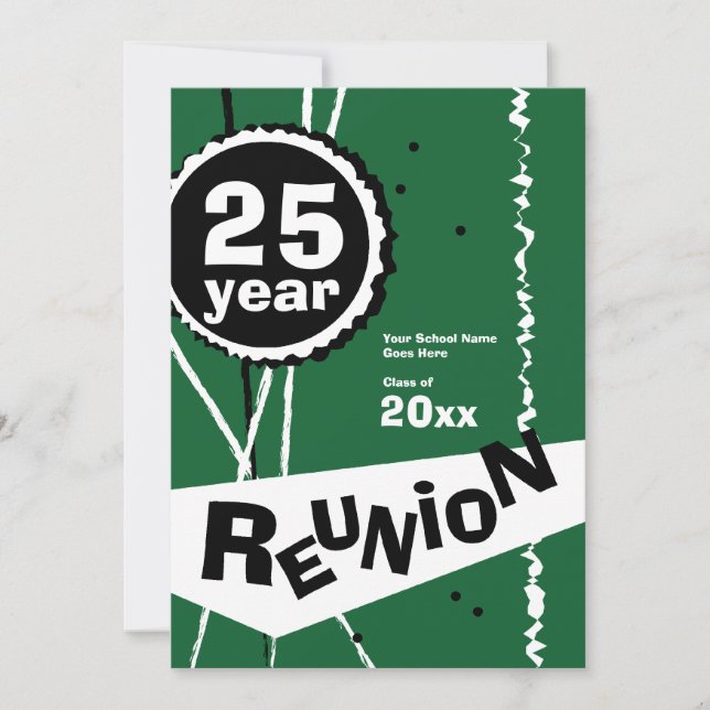 Invitación a una reunión de clase verde de 25 años (Anverso)
