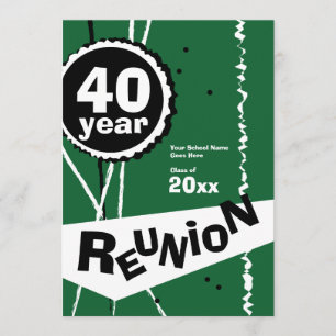 Invitación a una reunión de clase Verde de 40 años