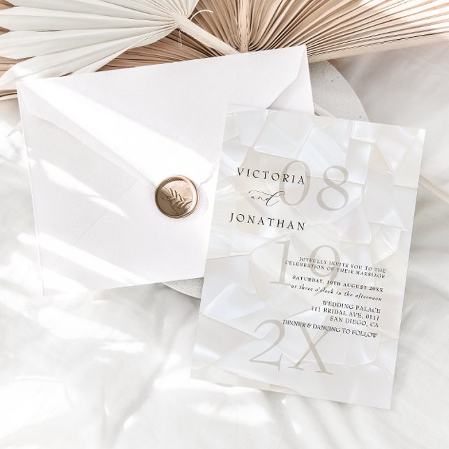 Invitación a una simple boda de marfil moderna (Subido por el creador)